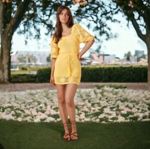 Nwot Spell Let The Sun Shine In Buttery Yellow Crochet Dress m